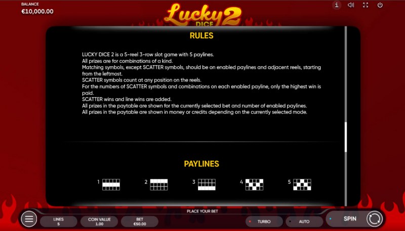 Lucky Dice 2 :: Paylines 1-5