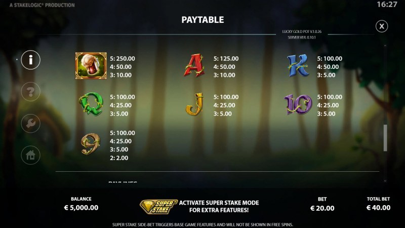 Paytable - Low Value Symbols