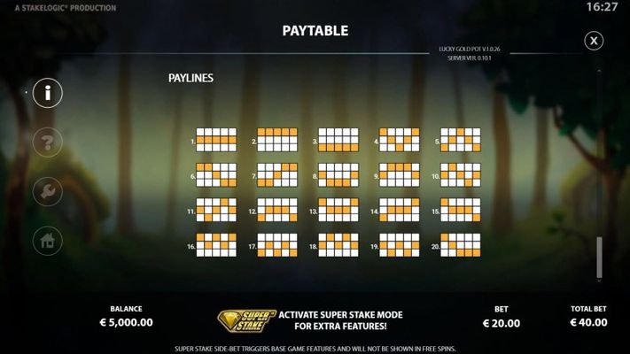 Paylines 1-20