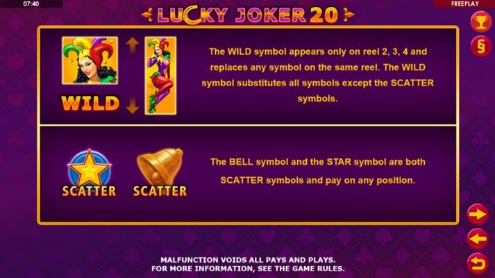 Lucky Joker 20 :: Wild and Scatter Rules