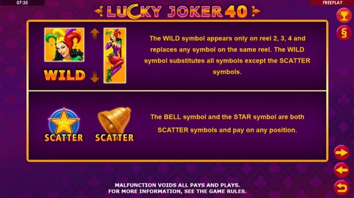 Lucky Joker 40 :: Wild and Scatter Rules