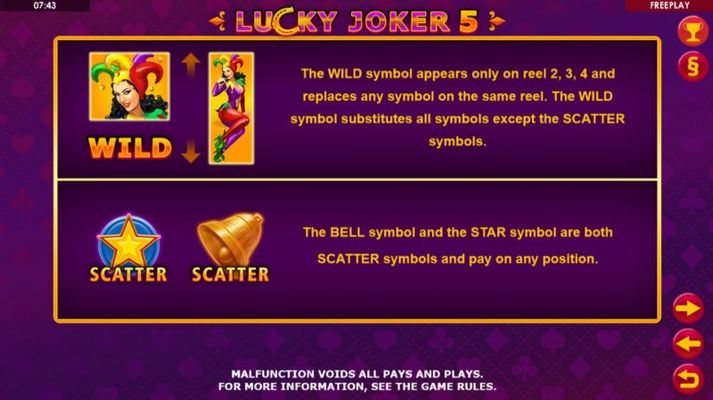 Lucky Joker 5 :: Wild and Scatter Rules