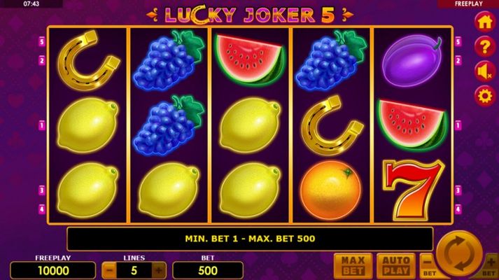 Play slots at Buran: Buran featuring the Video Slots Lucky Joker 5 with a maximum payout of $300,000