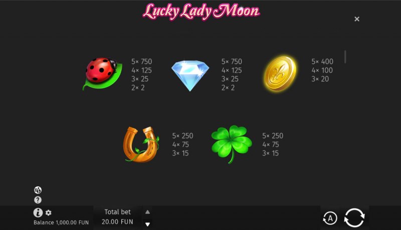 Lucky Lady Moon :: Paytable - High Value Symbols