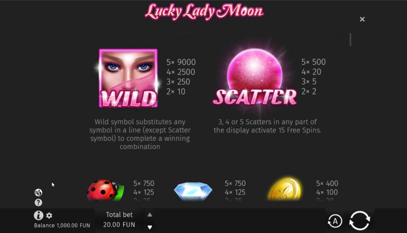 Lucky Lady Moon :: Wild and Scatter Rules