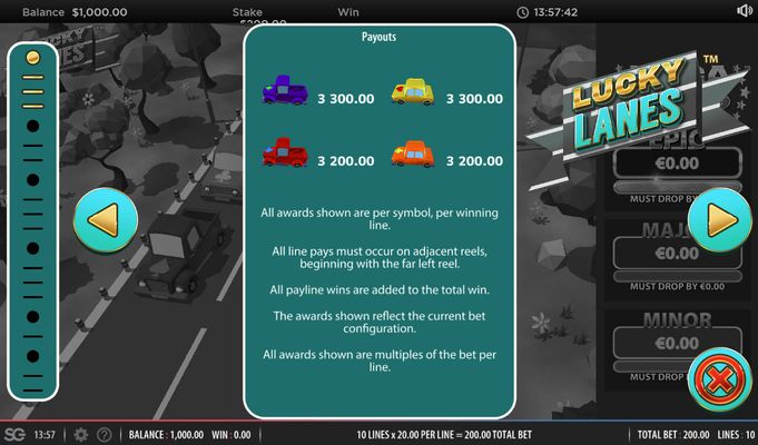 Paytable - Low Value Symbols