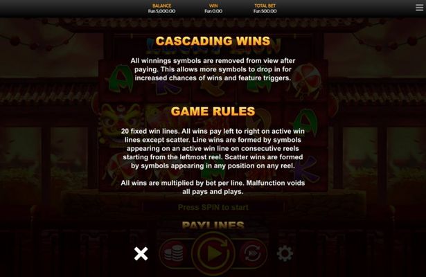 Lucky Lion :: Cascading Wins