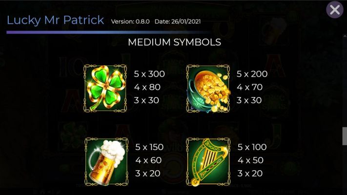Lucky Mr. Patrick :: Paytable - Medium Value Symbols