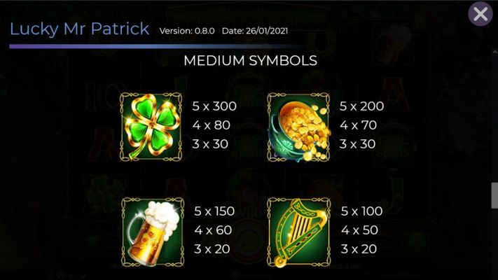 Paytable - Medium Value Symbols