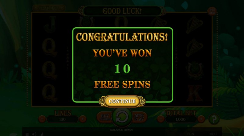 10 Free Spins Awarded