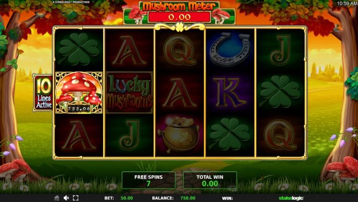 Mushroom symbols award instant prizes during the free spins feature