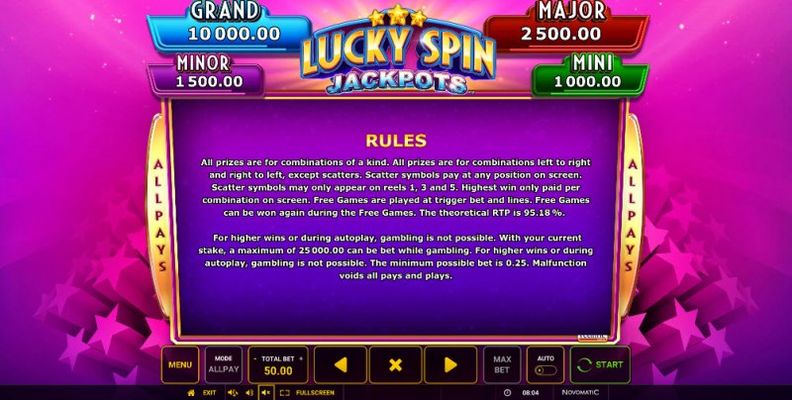 Lucky Spin Jackpots :: General Game Rules