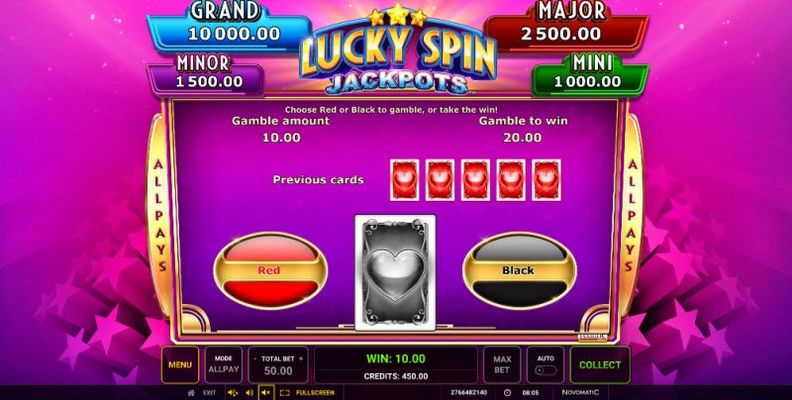 Lucky Spin Jackpots :: Red or Black Gamble Feature