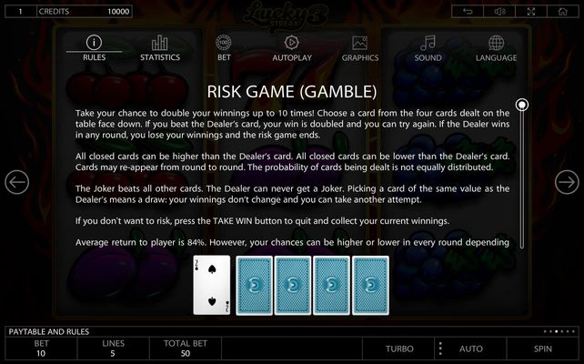 Lucky Streak 3 :: Risk Game Rules