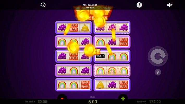 A winning combination of rainbow symbols adds additional jackpot mode spins