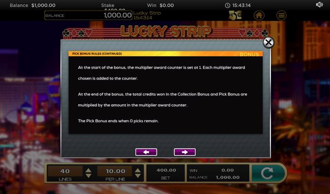 Lucky Strip :: Pick Bonus Rules