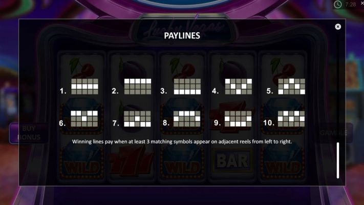 Lucky Vegas :: Paylines 1-10