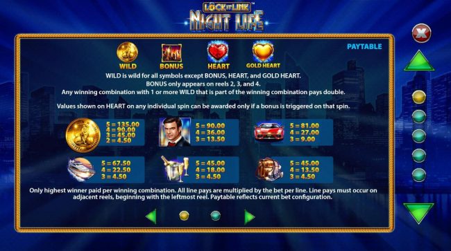 High value slot game symbols paytable