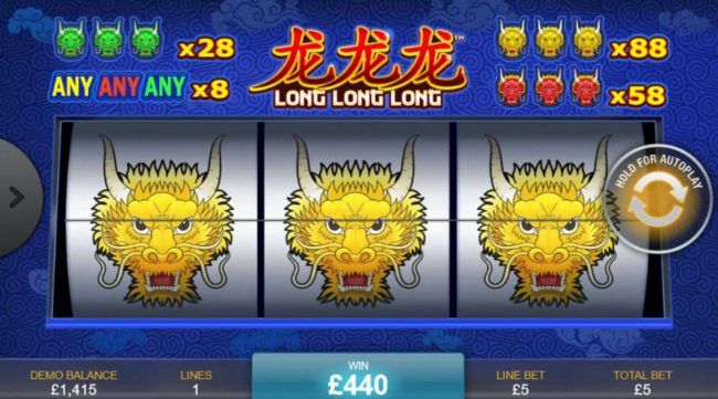 Landing three yellow dragons will award the top prize of 88x your line stake.