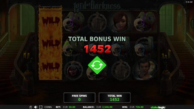 Total Bonus Win 1452 coins