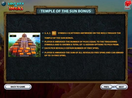 Temple of the Sun Bonus Rules