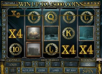 an x2 wild multiplier triggers a 250 coin jackpot