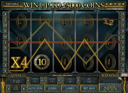 multiple wiing paylines triggers a 335 coin big win