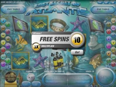 10 free spins with a 3x multiplier awarded