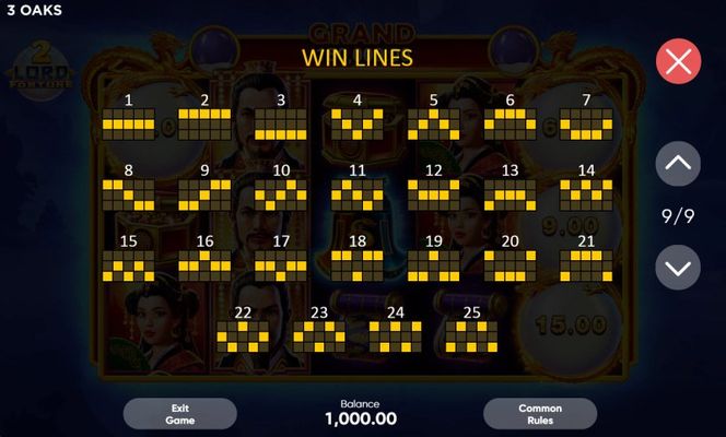 Paylines 1-25