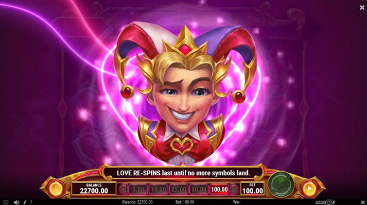 Love  Joker landing on middle reel triggers Love Re-Spins