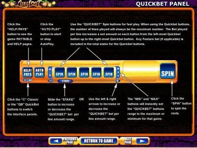 Quickbet Panel layout and description