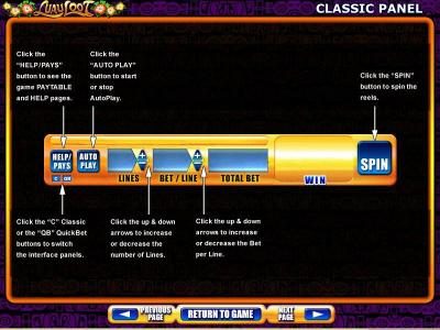 Classic Panel layout and description