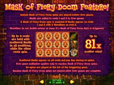 Mask of Fiery Doom Feature - Instant Mask of Fiery Doom spins are played before free games