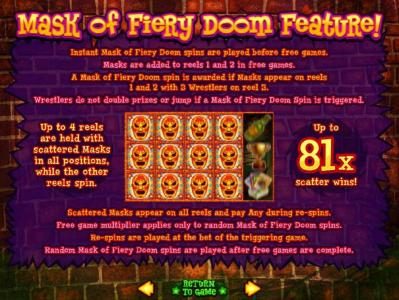 Mask of Fiery Doom Feature - Instant Mask of Fiery Doom spins are played before free games