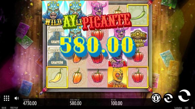 Multiple winning paylines triggers a 580.00 big win!