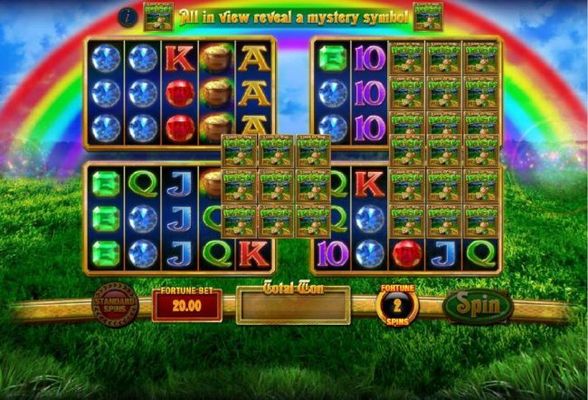 There are four game boards dueing the Fortune Spins feature. The special game symbol Luck O the Irish game logo will transfer to other reals revealing a mystery symbol.