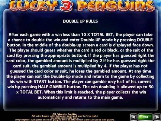 Double Up Gamble Feature Rules