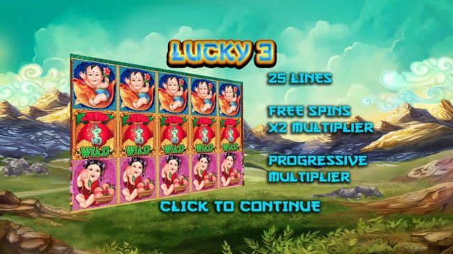Game features include: 25 Lines, Free Spins X2 Multiplier and Progressive Multiplier