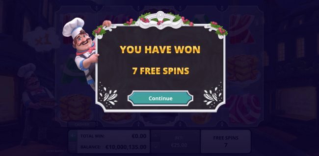 7 Free Spins Awarded