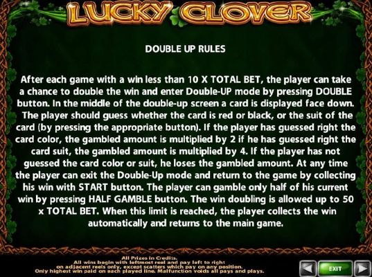 Double Up Gamble Feature Rules