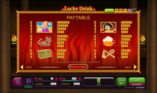 High value slot game symbols paytable