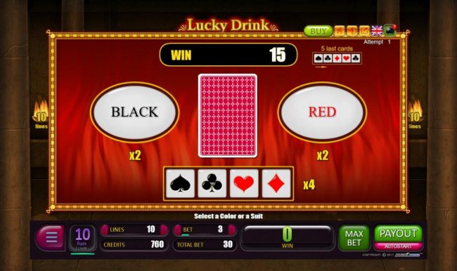 Red-Or-Black Risk Game - To gamble any win press Gamble then select Red or Black.