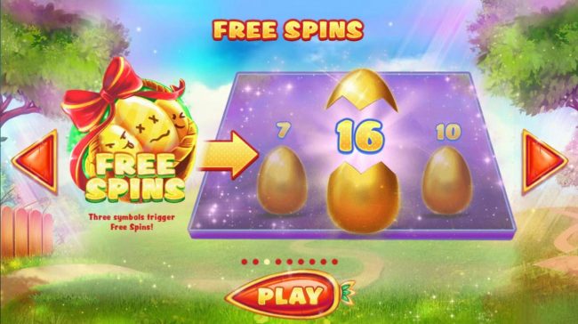 Three Free Spins symbols triggers the Free Spins bonus.