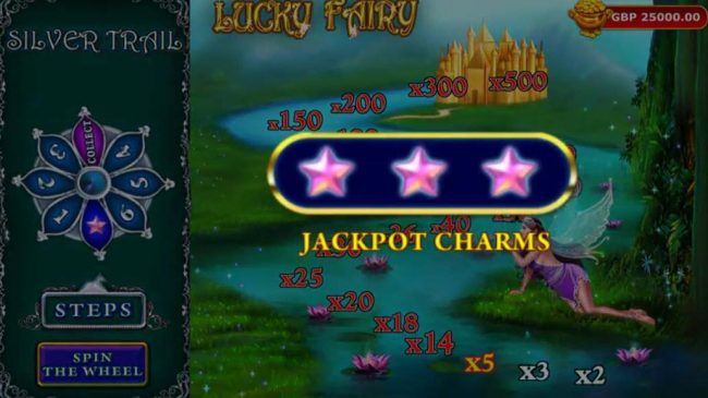 Collecting three charms will advance player to the Jackpot Wheel.