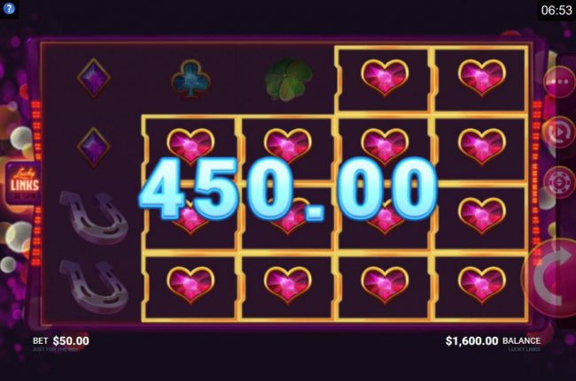 Respin triggers a 450 coin jackpot win
