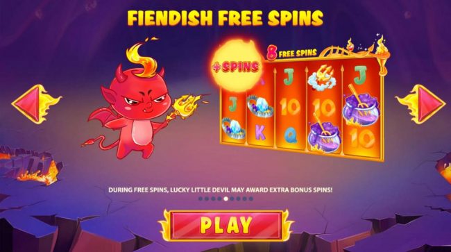 Fiendish Free Spins - During free spins, Lucky Little Devil may award extra bonus spins