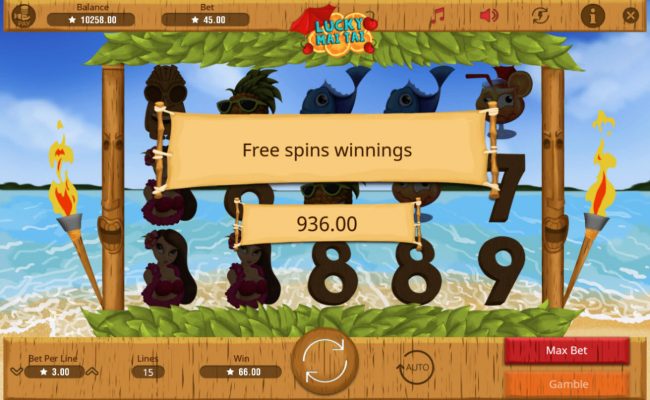 Total free spins payout 936 credits