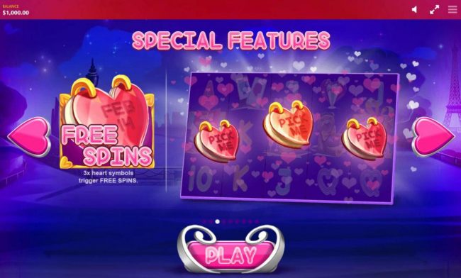 Three heart symbols trigger Free Spins.