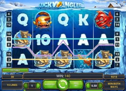 sticky wild symbol on fourth reel triggers a 140 coin big win