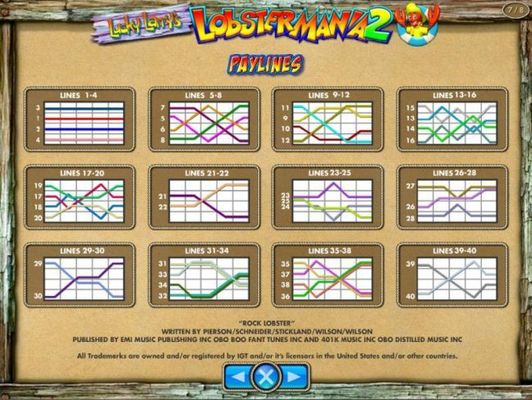 Payline Diagrams 1-40